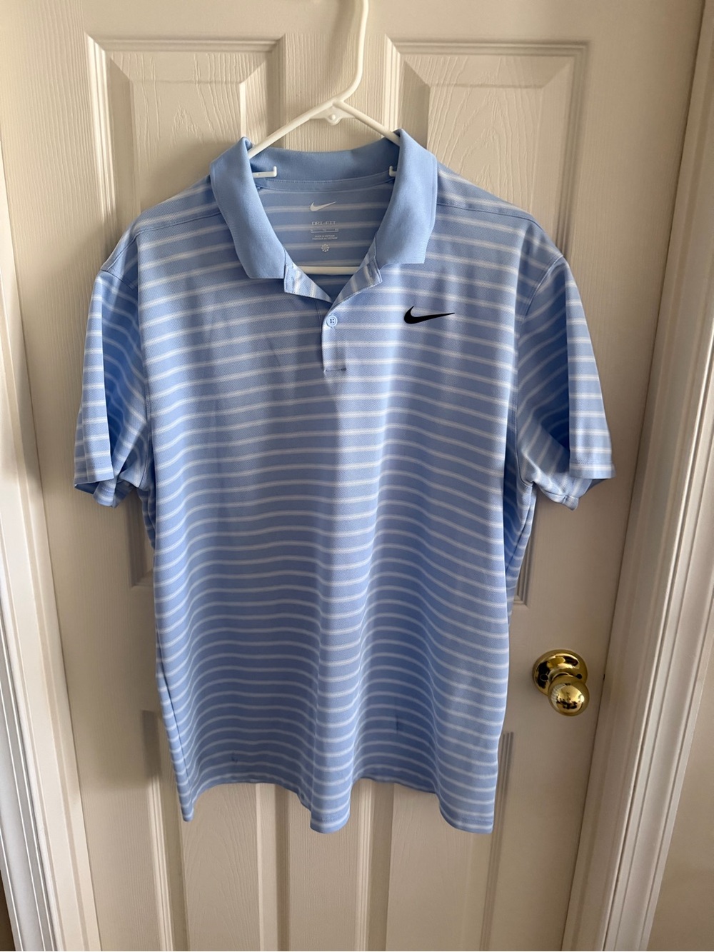 Nike Light Blue and White Striped Men's Polo - Picture 1 of 2